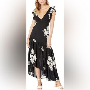 NWT Free People She's A Waterfall Black Floral Tiered Dress Size 0